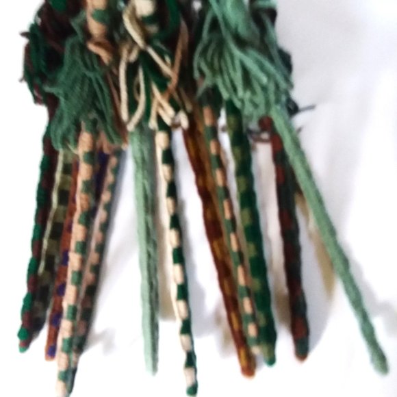 Crocheted Hangers 11 VTG 70s Pom Poms Handmade Metal Boho Retro Granny Knit - Picture 3 of 4